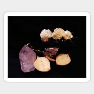 Crystal, Chalice, and Carnations - Baroque Inspired Dark Still Life Photo Sticker